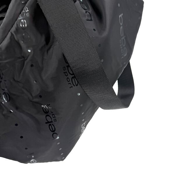 Vintage Y2K Bebe Sport Black Satin Logo Print Bungee Backpack main image 4